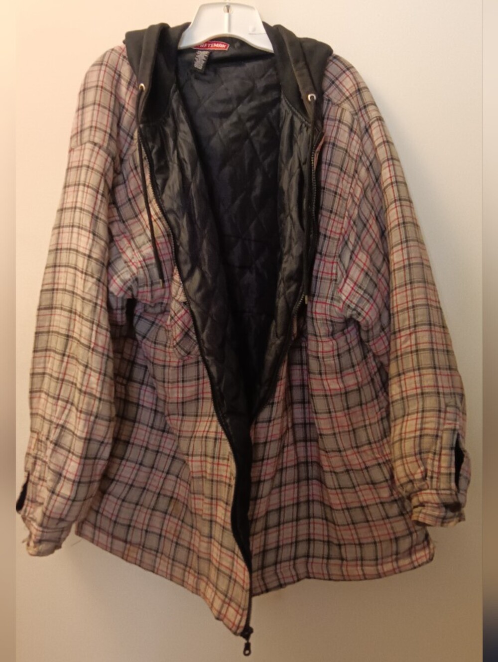 Plaid Hooded Women’s Jacket - Black Lined